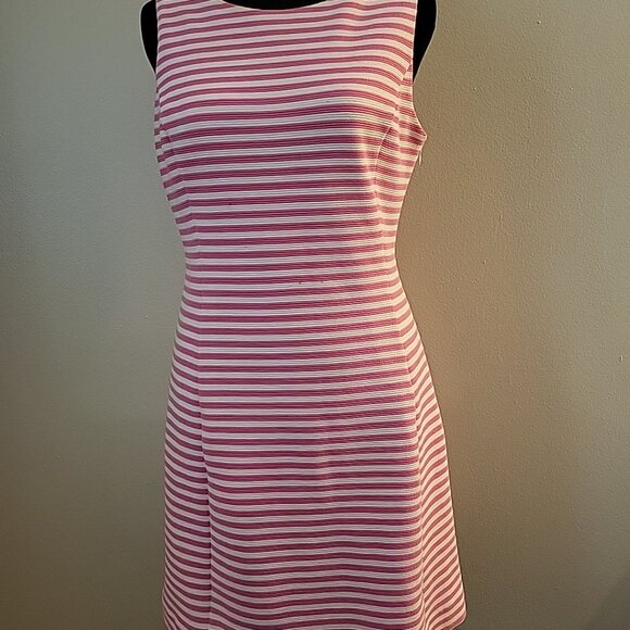 Lily Pulitzer Women's Medium Dress Sleeveless A-Line Pink White Striped Keyhole - Picture 5 of 14